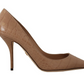 Beige Pointed Leather Pumps