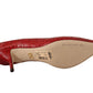 Elegant Red Leather Mid-Heel Pumps