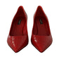 Elegant Red Leather Mid-Heel Pumps