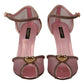 Elegant Pink Crystal Mesh Heels Sandals