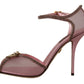 Elegant Pink Crystal Mesh Heels Sandals