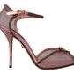 Elegant Pink Crystal Mesh Heels Sandals