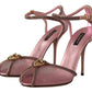 Elegant Pink Crystal Mesh Heels Sandals