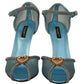 Elegant Blue Mesh Heel Sandals