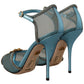 Elegant Blue Mesh Heel Sandals