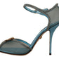 Elegant Blue Mesh Heel Sandals