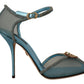 Elegant Blue Mesh Heel Sandals