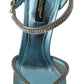 Elegant Blue Mesh Heel Sandals