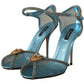 Elegant Blue Mesh Heel Sandals