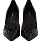 Elegant Black Leather High Heels Pumps
