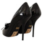 Elegant Black Leather High Heels Pumps