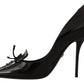 Elegant Black Leather High Heels Pumps