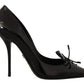 Elegant Black Leather High Heels Pumps