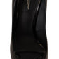 Elegant Black Leather High Heels Pumps