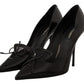 Elegant Black Leather High Heels Pumps