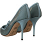 Chic Blue Mesh Heels with Silver Chain Details