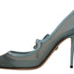 Chic Blue Mesh Heels with Silver Chain Details
