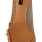 Elegant Beige Mesh Pumps with Silver Chains