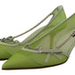 Enchanting Green Mesh Chain Pumps
