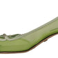 Enchanting Green Mesh Chain Pumps