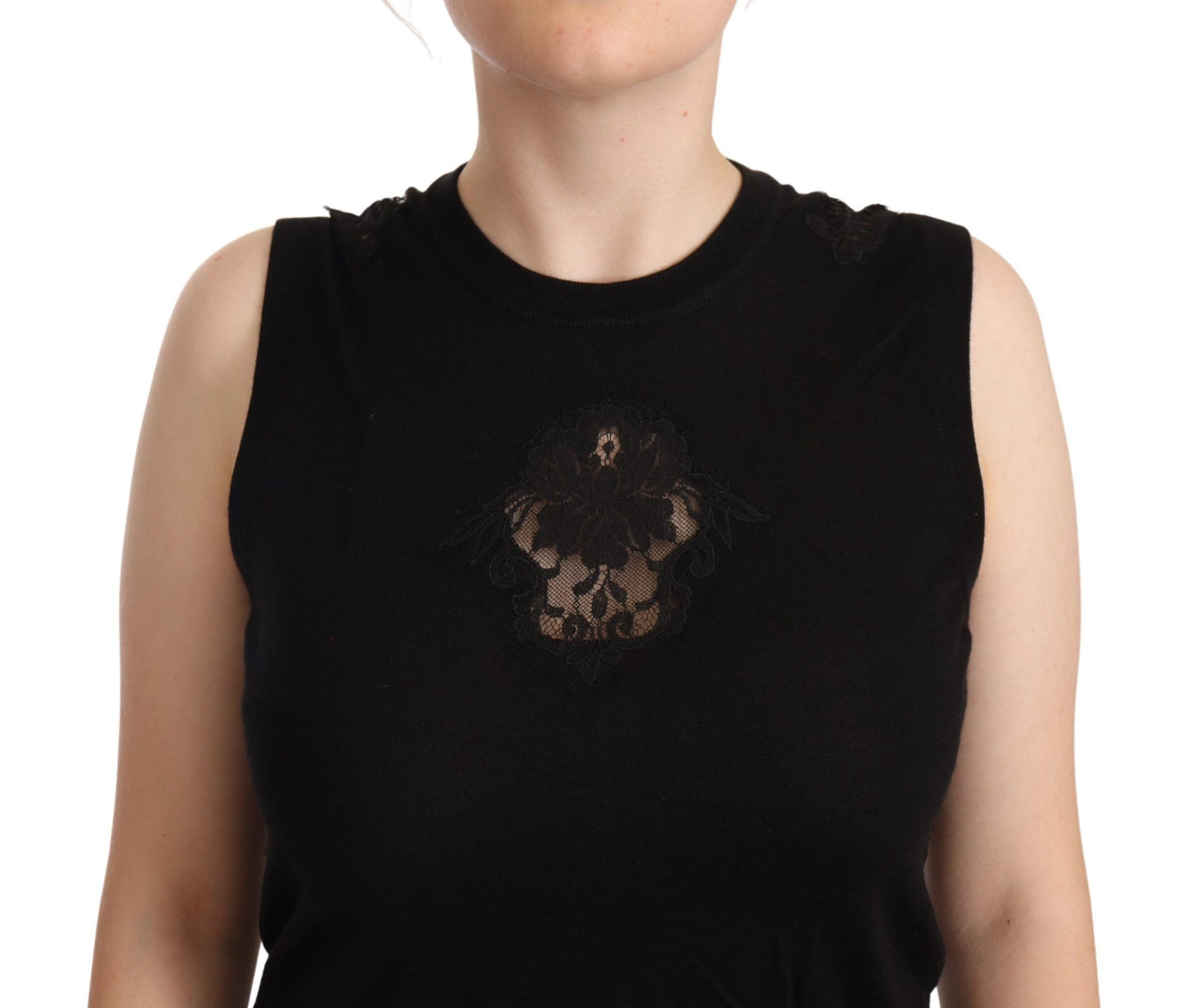 Silk Cashmere Sleeveless Top in Chic Black
