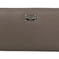 Beige Continental Zip Leather Wallet
