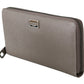 Beige Continental Zip Leather Wallet