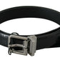 Elegant Lizard Skin Leather Belt in Black