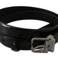 Elegant Lizard Skin Leather Belt in Black