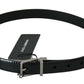 Elegant Lizard Skin Leather Belt in Black