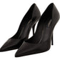 Elegant Black Leather Stiletto Pumps