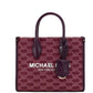 Mirella Small Mulberry Canvas Top Zip Shopper Tote Crossbody Bag