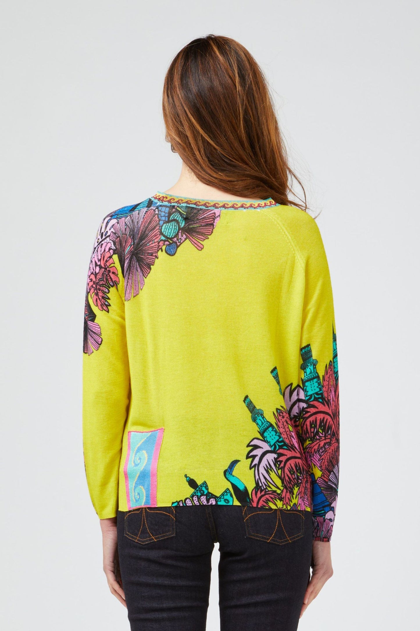 Yellow Viscose Women Sweater