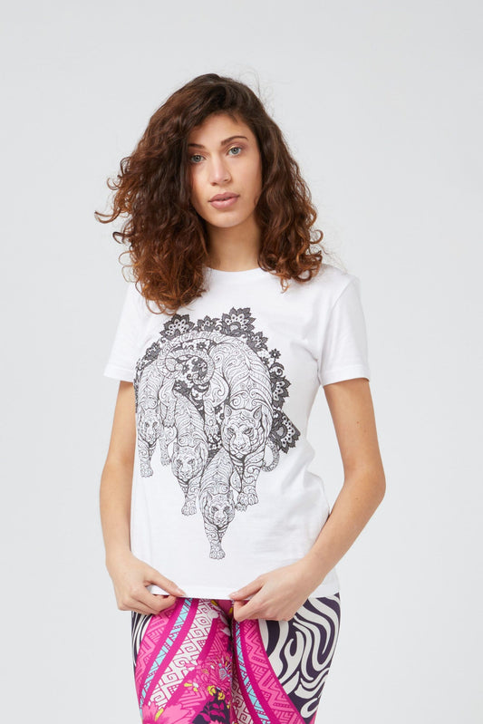 White Cotton Women T-Shirt