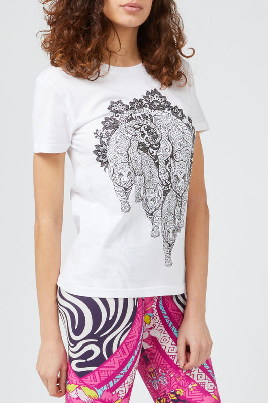 White Cotton Women T-Shirt