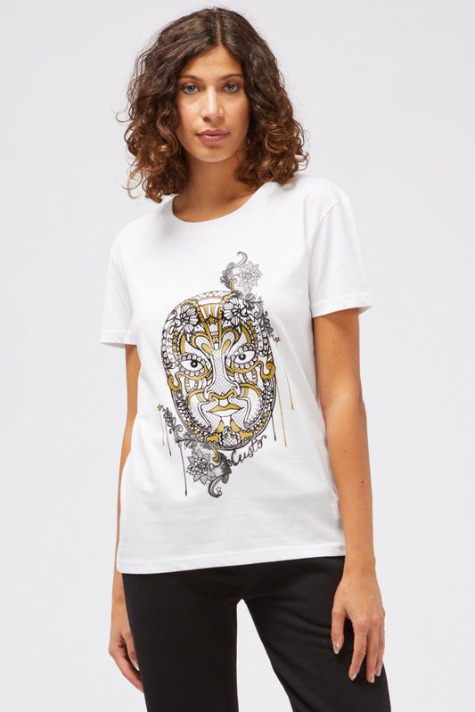White Cotton Women T-Shirt