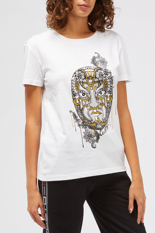 White Cotton Women T-Shirt