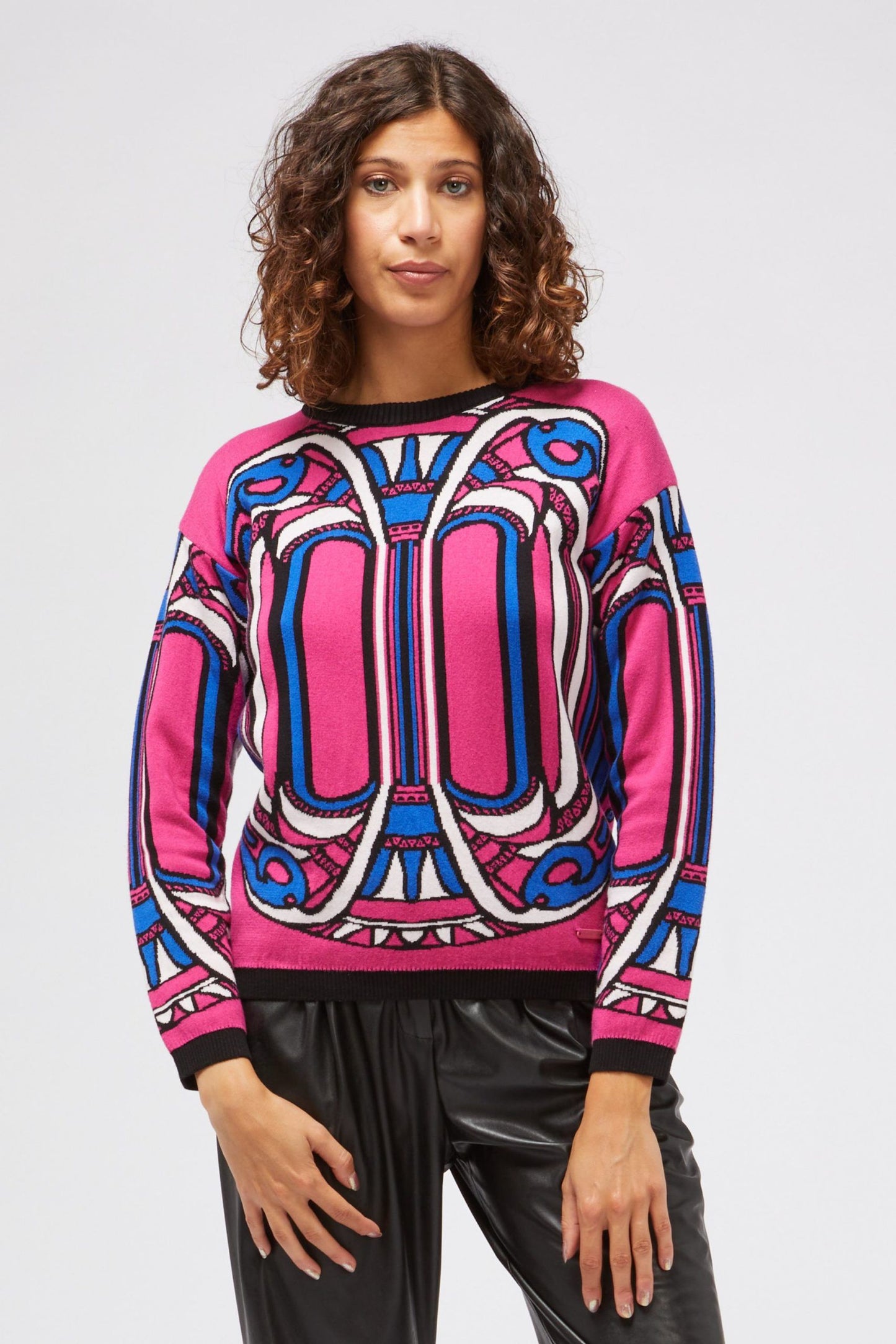 Fuchsia Cotton Women Sweater