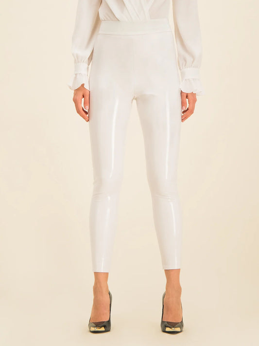 White Polyester Women's Trouser