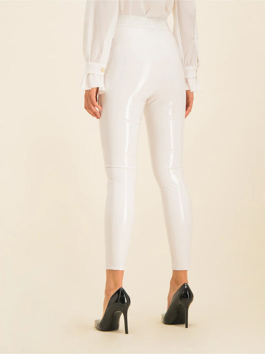 White Polyester Women's Trouser