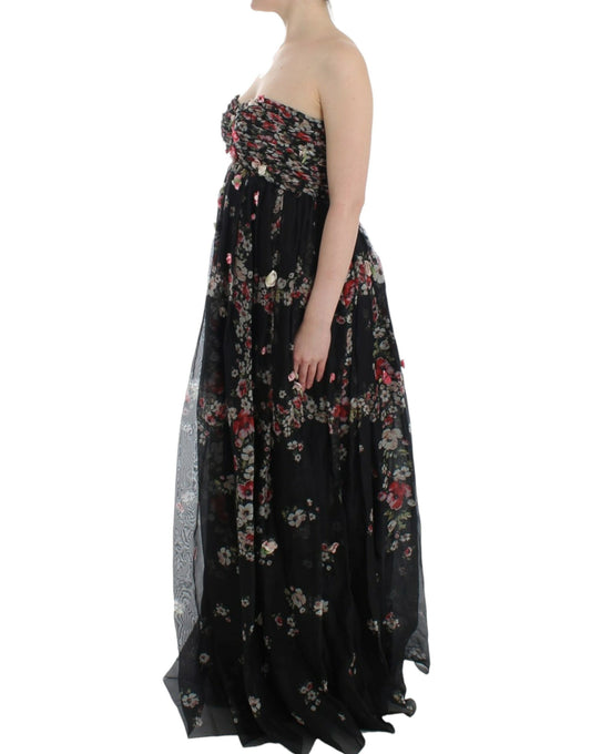 Elegant Strapless Silk Maxi Dress