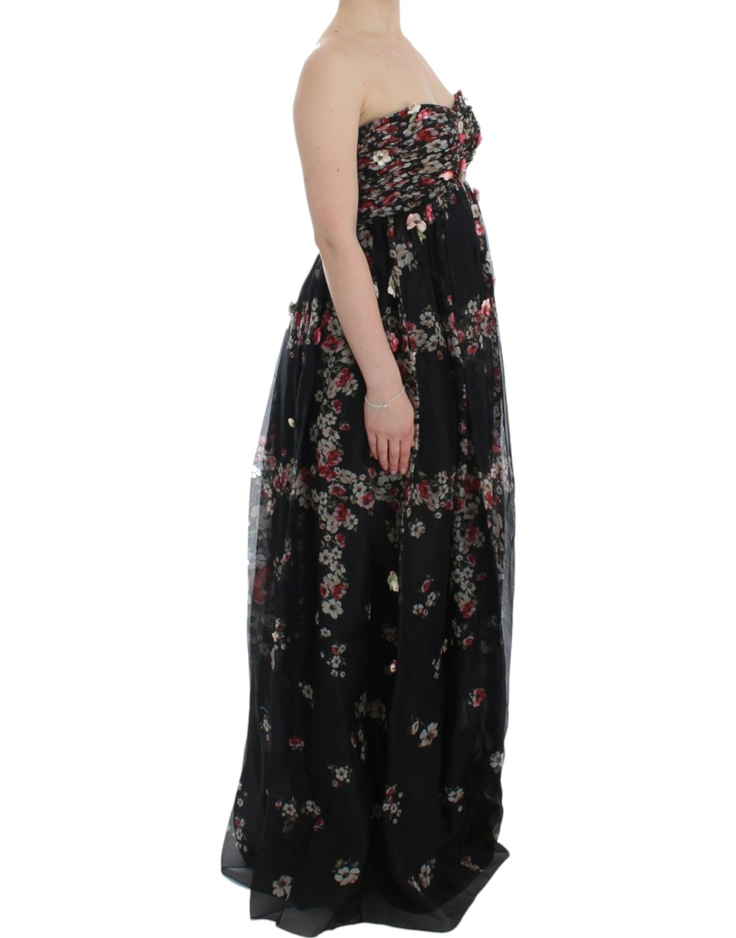 Elegant Strapless Silk Maxi Dress