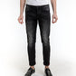Sleek Black Cotton Fade Jeans