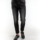 Sleek Black Cotton Fade Jeans