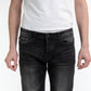 Sleek Black Cotton Fade Jeans