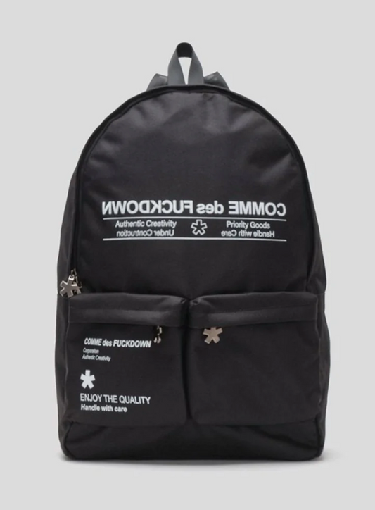 Black Polyester Men Backpack