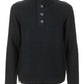 Classic Blue Wool Blend Sweater with Button Closure