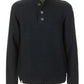 Classic Blue Wool Blend Sweater with Button Closure