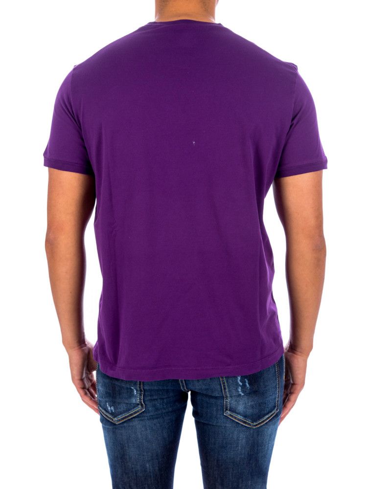 Elegant Purple Roundneck Tee with Iconic Print