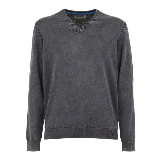 Black Cotton Men Sweater